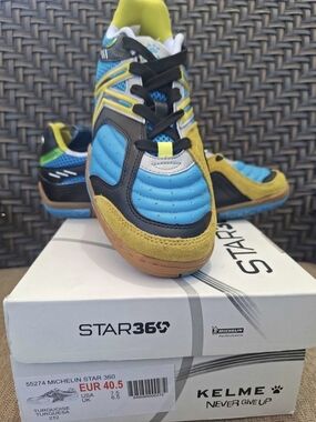 Kelme Star360 Indoor Soccer Shoes - Turquoise & Yellow